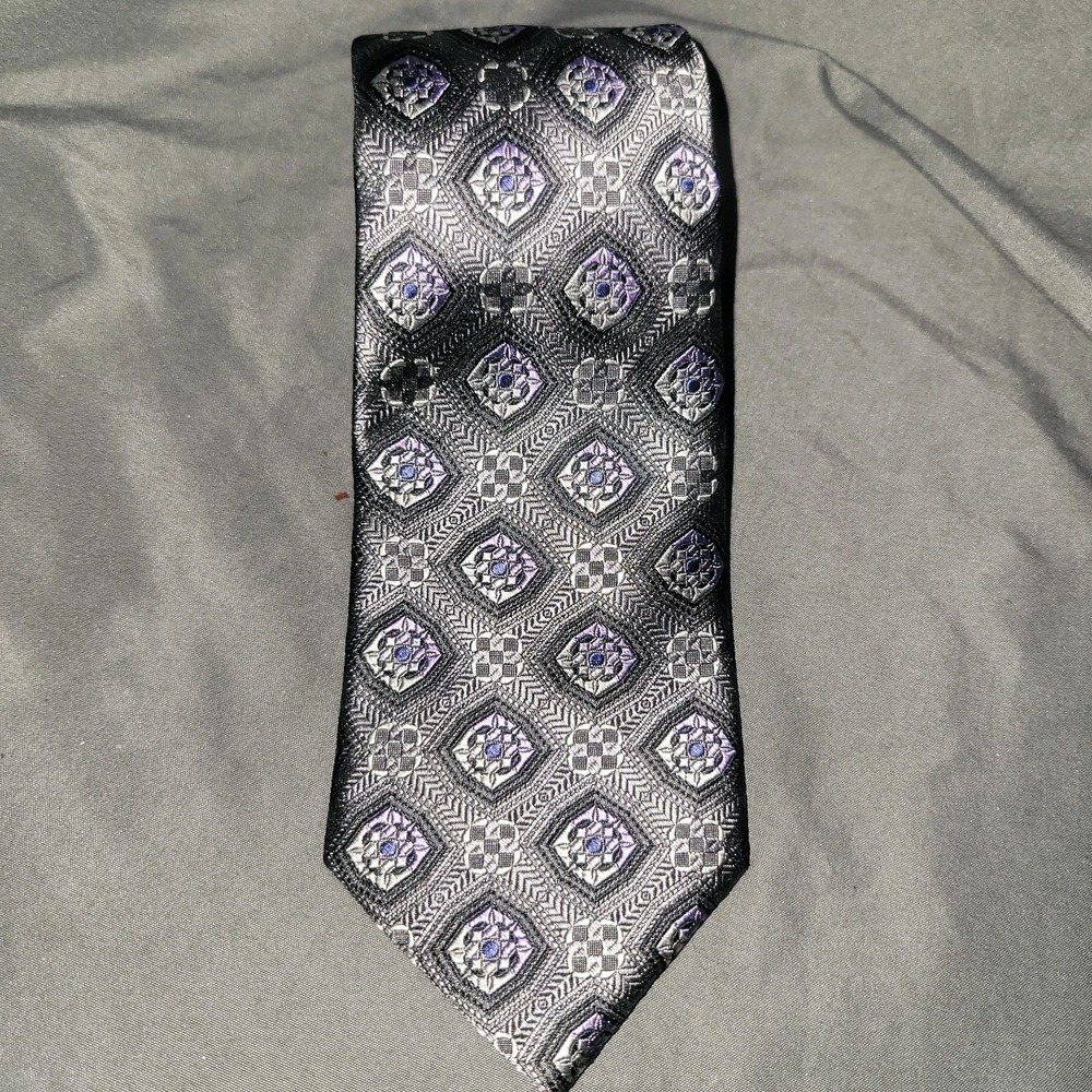 Jos. A Bank Reserve Men's Purple Gray Paisley Silk Neck Tie Skinny